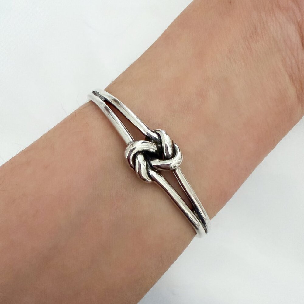 925 Sterling Silver Chunky Knot Bangle Bracelet Twist Cuff Bracelet